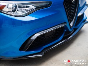 Alfa Romeo Giulia Front Canards - Carbon Fiber - V2 - Feroce Carbon - Sport/ Ti/ Veloce